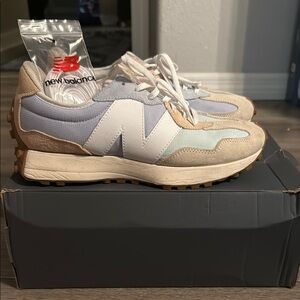New Balance 327 Cream and White Athletic Shoes